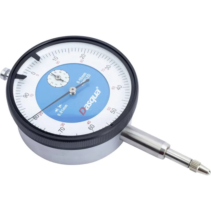 Dasqua 5111-0000 Messuhr, Präzisionsanzeige mit Kontrollmaß 10mm, Ablesung: 0.01mm, robuste Metalllegierung