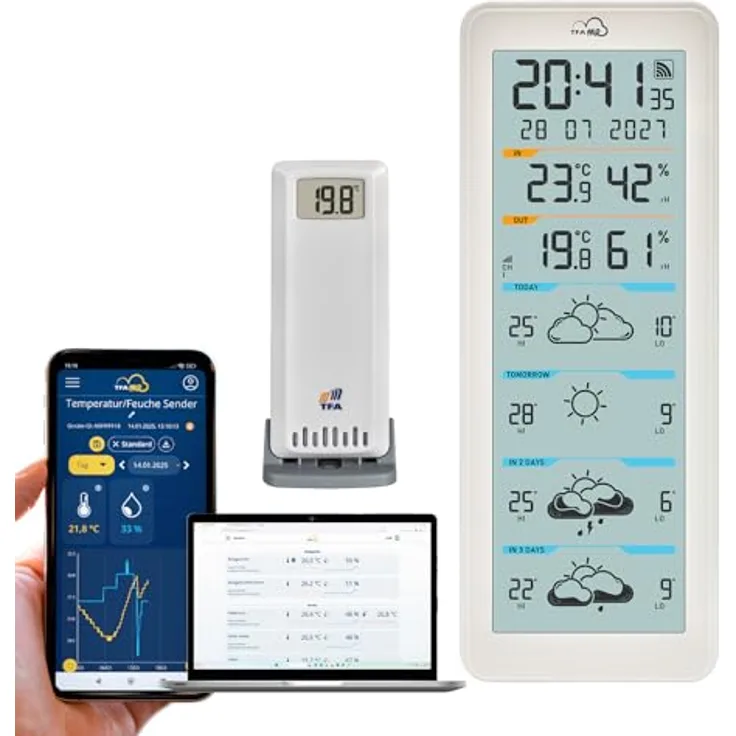 TFA .me ID-06, Wetterstation, Weiss, mit präzisen Messdaten für Temperatur und Luftfeuchtigkeit