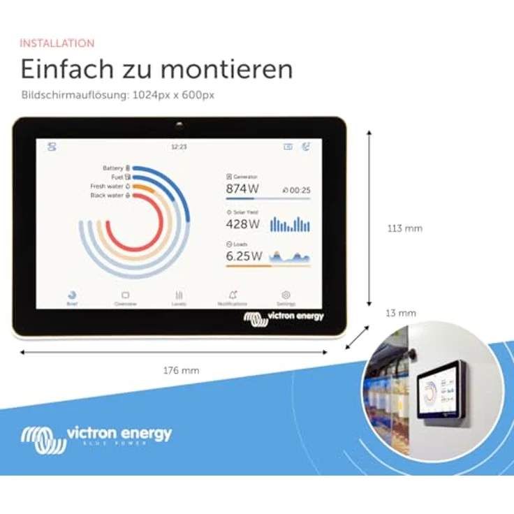 Victron Energy GX Touch 70, 7-Zoll Touchscreen Display für Cerbo GX, wasserdichtes Gehäuse, Multicolor – Bild 3