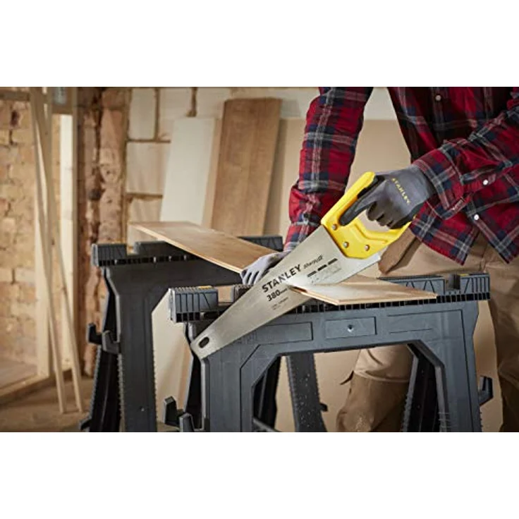 Stanley Handsäge Sharpcut (15''-380 mm, Fuchsschwanz mit 11 Zähne-Inch für feines Arbeiten, doppelt geschliffene, induktionsgehärtete Verzahnung) STHT20369-1 – Bild 4