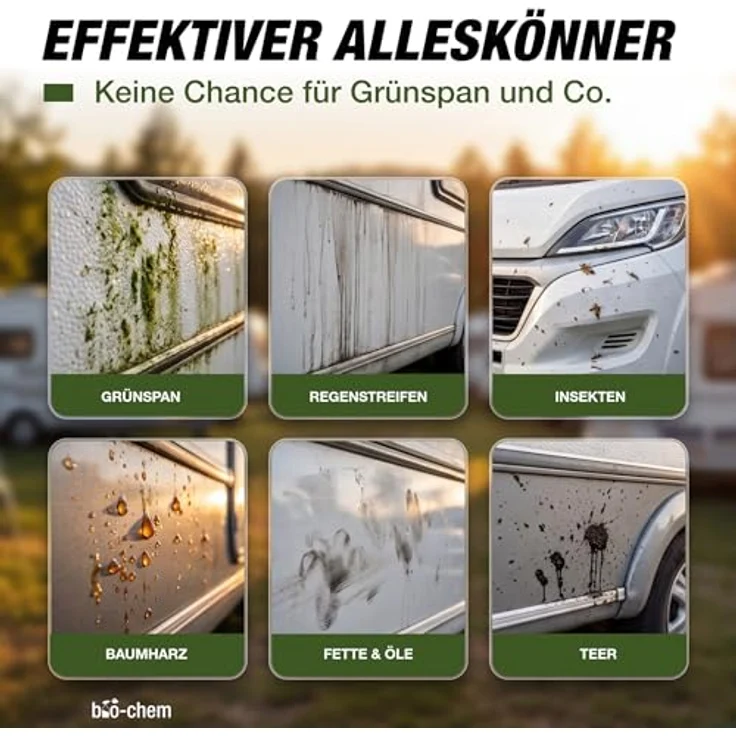 bio-chem bio-chem Caravan- & Wohnmobilreiniger 1L Konzentrat, extra stark Auto-Reinigungsmittel, entfernt Regenstreifen, Baumharz & Insektenrückstände – Bild 4