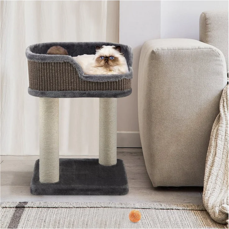COSTWAY Kratzbaum Katzenbaum, Grau, mit Sisalpfosten und hautfreundlichem Plüsch - Preisvergleich