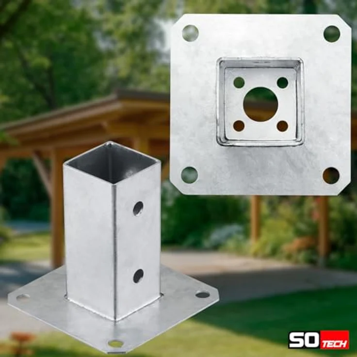 SOTECH Pfostenträger Bodenanker, Vierkant 50 x 50 mm, feuerverzinkt, robust und langlebig – Bild 4