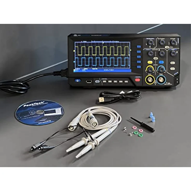 PeakTech 1401, Digital Speicher Oszilloskop, 2 Kanal, 10 MHz, 100 MS/s, USB Schnittstelle, PC Software, P 1401, Schwarz – Bild 5