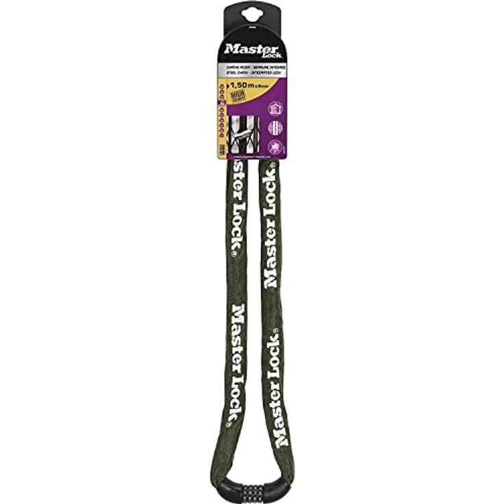 Master Lock 8028EURD Fahrradkettenschloss mit Zahlenschloss, 150-cm-Kette, grün – Bild 2