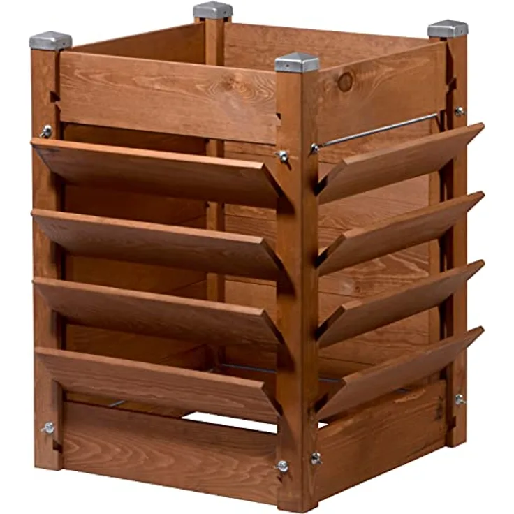 dobar® 56235FSCe Hochbeet & Komposter 3 in 1 - Multifunktions-Pflanzkasten | Vertikalbeet | Kompostierer Massivholz 180L | Kräuterbeet | Salatbeet | Erhöhtes Gemüsebeet | 64,5 x 64,5 x 75,5 cm | Braun