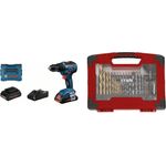 Bosch Akku-Bohrschrauber GSR 18V-55, 55 Nm, 1.750 U/min, 2x 4,0Ah ProCORE18V, Ladegerät, TiN-Bohrer-, Säge- & Bit-Set 100-tlg