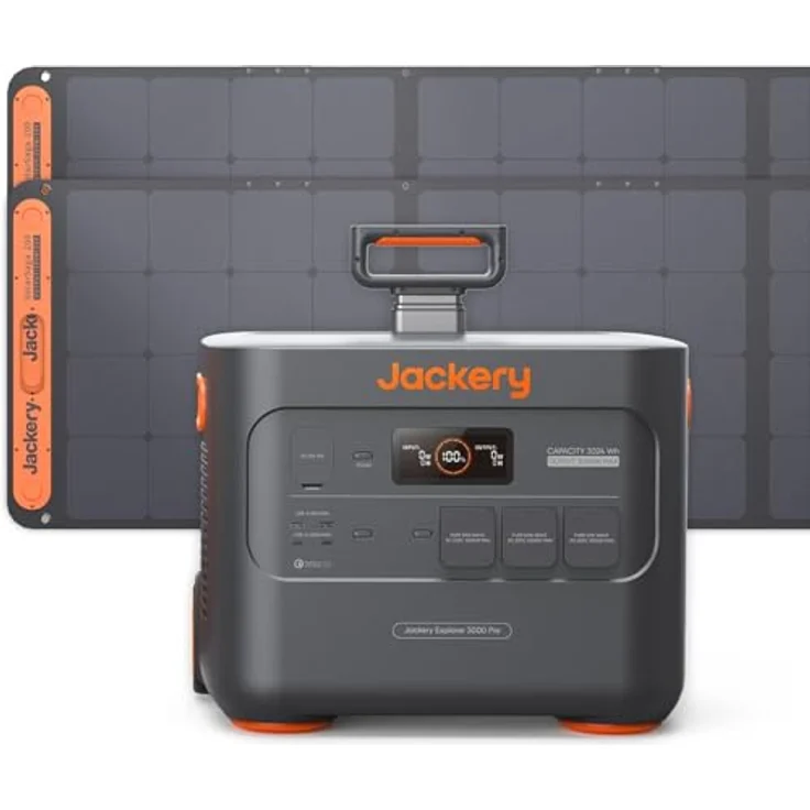 Jackery Solargenerator 3000 Pro, Tragbare Powerstation 3024Wh mit 2*200W Solarpanel, Schnellladung in 1,8 Std., 3x AC Ausgang, 2x USB-C, für Außenbereich und Notfälle – Bild 1
