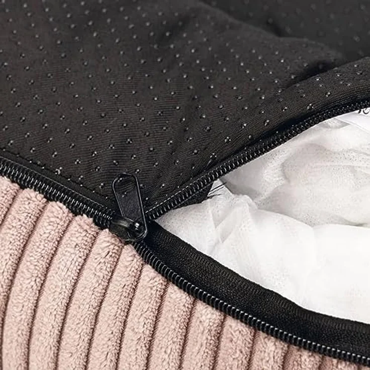 Designed By Lotte Katzen Liegebett Ribbed pink, weicher gerippter Stoff, runde Form, Silikonfaserfüllung – Bild 6