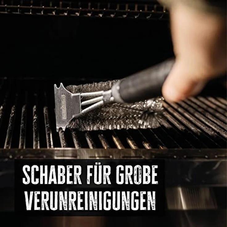 Grillfürst Premium Grillbürste mit Edelstahl Borsten, 45 cm - Grill Reinigungsbürste für Grillrost, Grillrost Bürste mit langem 3-Fach Bürstenkopf und Schaber - Preisvergleich – Bild 5