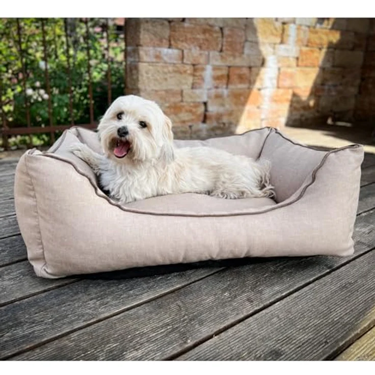 Aumüller Hundesofa Basic Line, Beige - 100 cm - Sofa für Hunde mit formstabilen Kissenrand | Herausnehmbares Kissen | Abnehmbarer Bezug | Gefertigt in Europa – Bild 5