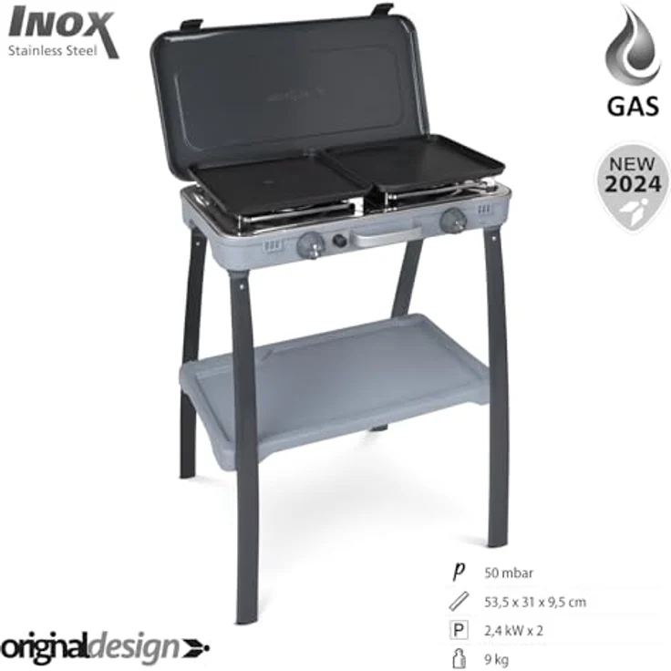 Brunner Devil Kookmaster Standalone, Gasgrill mit glatter und geriffelter Grillplatte, 50 mbar – Bild 2
