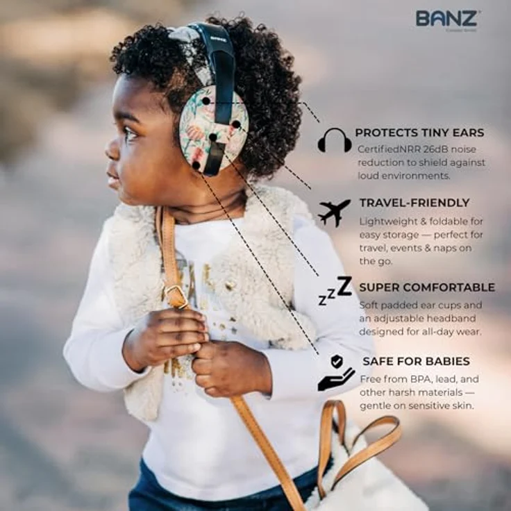 BabyBanz GBB008 Baby-Gehörschutz, 0-3 Jahre, mit extra weichem Kopfbügel, Himmel Blau – Bild 3
