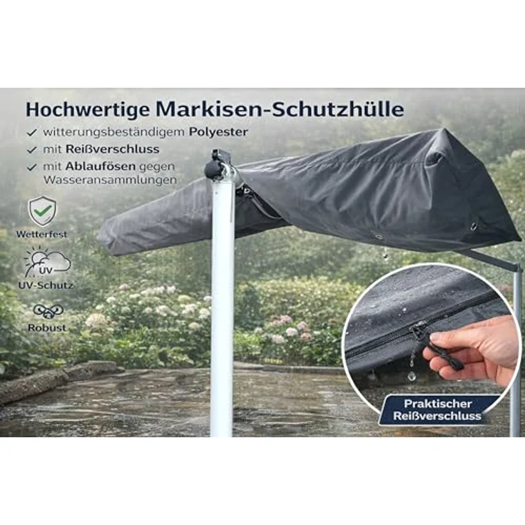 QUICK STAR Schutzhülle Premium für Standmarkisen Terrassenüberdachung Dubai, grau, aus Polyester, leichtgewichtig 0,5 kg – Bild 4