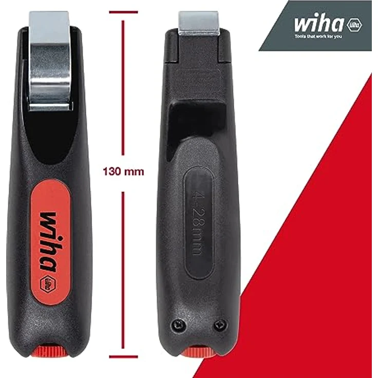 Wiha Abmantelungswerkzeug 130mm I mit selbstdrehender Schleppklinge für Rundkabel I Universal-Abmantelungswerkzeug I Entmanteler I Kabelmesser (44240) – Bild 5