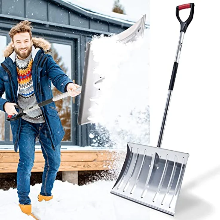 HECHT Schneeschaufel 465 AL, Aluminium Schneeschieber mit 46 cm Arbeitsbreite und ergonomischem Griff – Bild 1