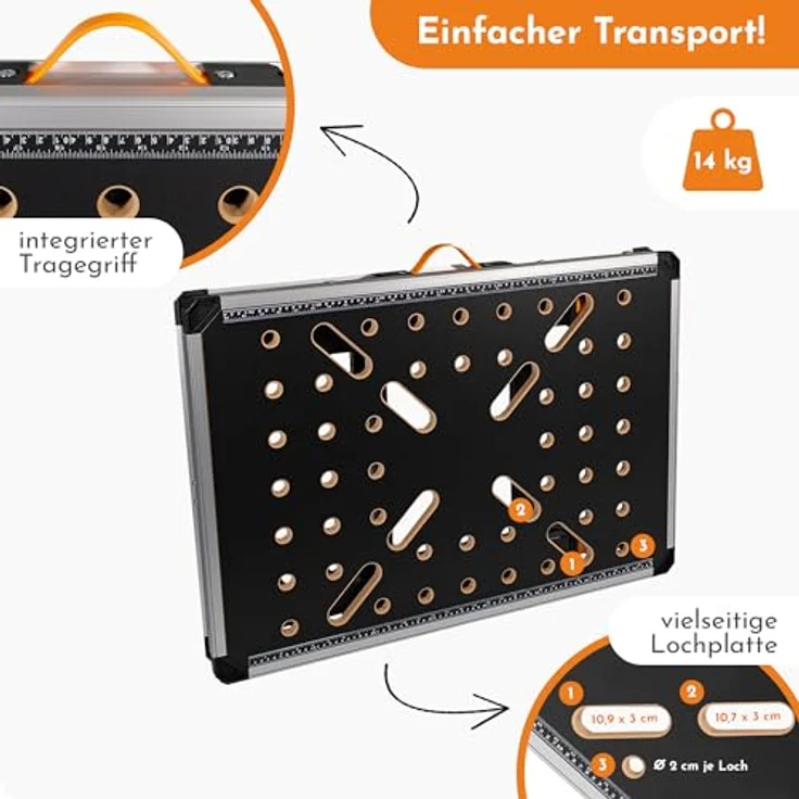 Lemodo Werkbank Mobile Werkbank, Werktisch mit über 450 kg Tragkraft, 5-fach Höhenverstellbar – Bild 3