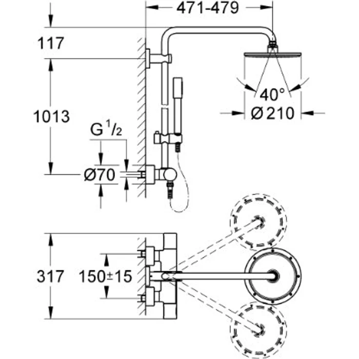 GROHE Rainshower 210 Duschsystem mit Thermostat 27032001 – Bild 2