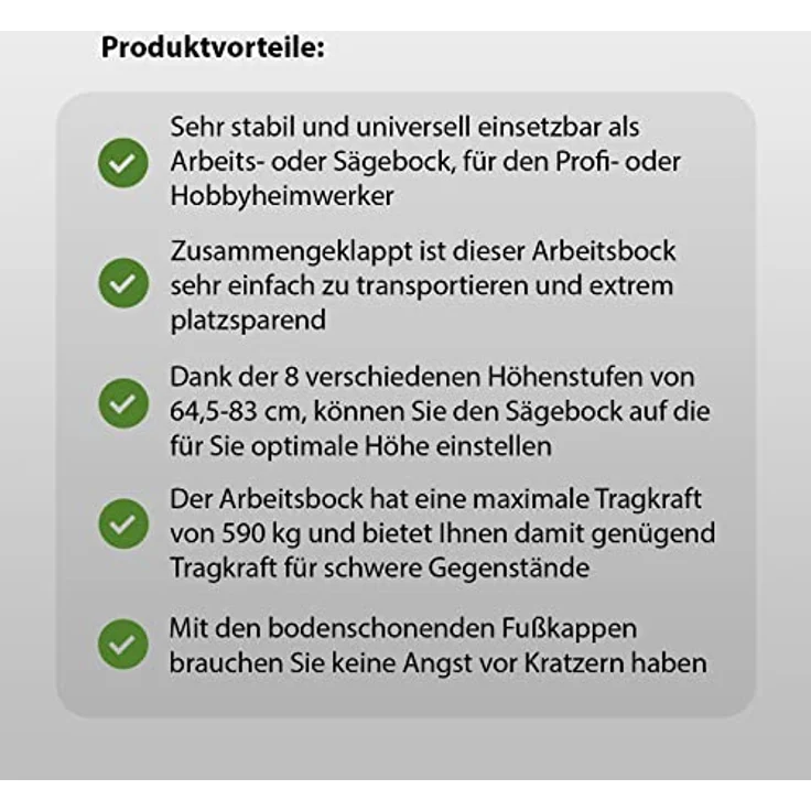 TrutzHolm Stahl Sägebock Arbeitsbock höhenverstellbar bis 590 kg klappbar Werkbock – Bild 7