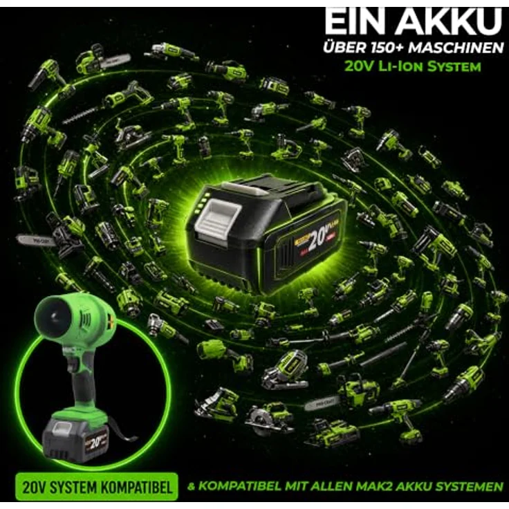 PRO CRAFT Procraft PB18 Akku-Laubbläser, 20 V, 3,0 Ah Akku, max. Luftgeschwindigkeit 164 km/h, 372 m³/h Luftdurchsatz – Bild 3