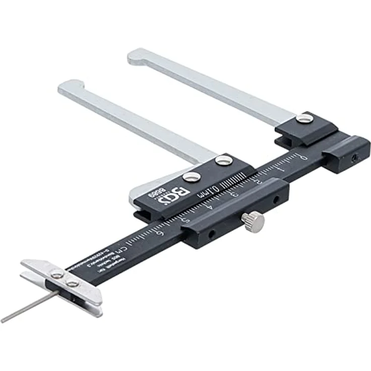 BGS TECHNIC Bremsscheiben-Messschieber 60 mm, präzises Messwerkzeug für Bremsscheibenstärke und Reifen-Profiltiefe aus Aluminium – Bild 2