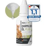 TESTURTEIL SEHR GUT 09/23 ReaVET Ohrmilbenöl Plus 25ml sofort wirksames Mittel für Katzen – gegen Ohrmilben mit Kamille für Katze, Sanfte Pflege bei Juckreiz im Ohr, Ohrentropfen Milben, Ohrenreiniger
