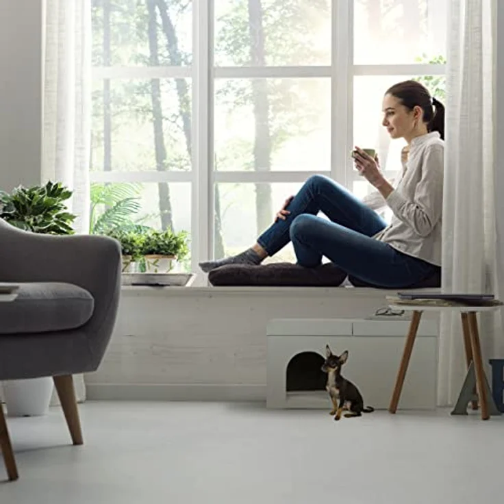 Relaxdays Katzenhöhle faltbar, belastbare Sitzbank, Katzenmöbel Indoor, Tierversteck, HBT: 38,5 x 74,5 x 37 cm, beige – Bild 3