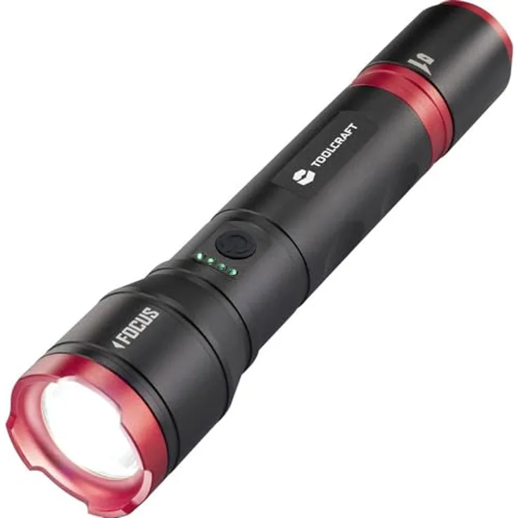 Toolcraft Handlampe verstellbar, Einstellbare Punktgröße, mit Stroboskopmodus, mit USB-Schnittstelle Li-Ionen Akkus, Max. 1200 lm, in Schwarz