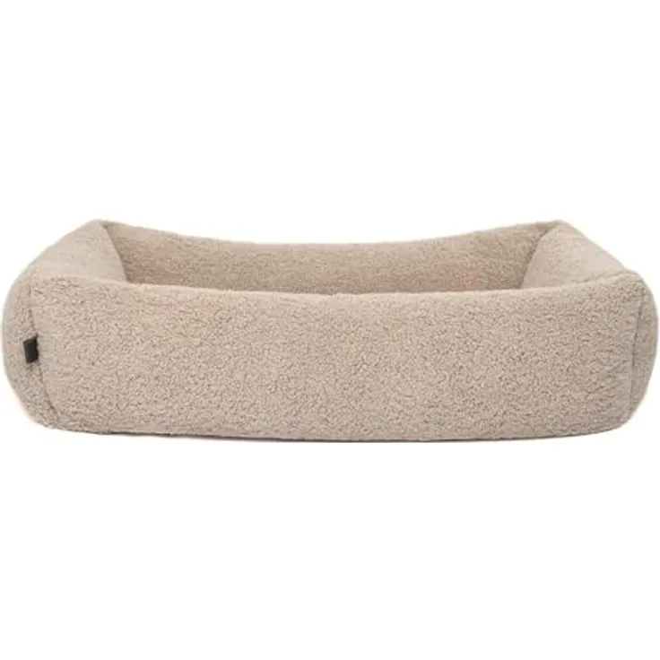 PAW WOW Sven Hundebett, orthopädisches Hundebett aus höhenwertigem OEKO-TEX Teddy-Stoff, waschbar, Greige, 70x100cm, rutschfeste Unterseite