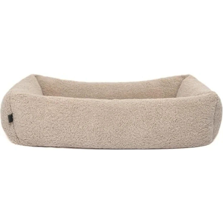 PAW WOW Sven Hundebett, orthopädisches Hundebett aus höhenwertigem OEKO-TEX Teddy-Stoff, waschbar, Greige, 70x100cm, rutschfeste Unterseite – Bild 1