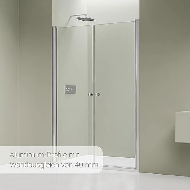 NEXTREND Nischendusche NT218, Doppelpendeltüren aus 6 mm Nano Echtglas, Breite: 1120 mm, Chrom Profilfarbe – Bild 3