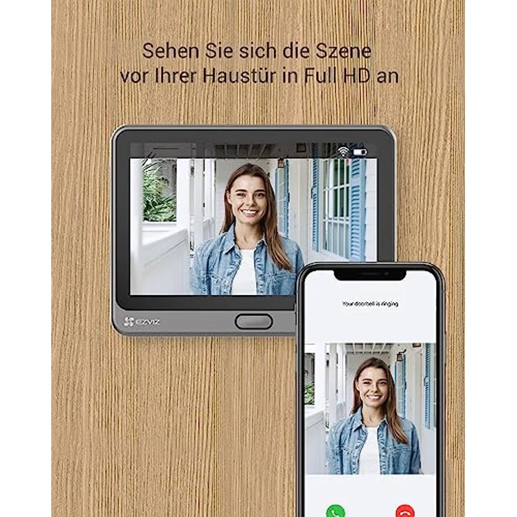 EZVIZ CP4 WLAN Türklingel, 166° Weitwinkel, 2MP Türspion Kamera, 4,3 Zoll Farbmonitor, AI Personenerkennung, Zwei-Wege-Videoanruf, 4600mAh Akku, Live-Ansicht – Bild 2