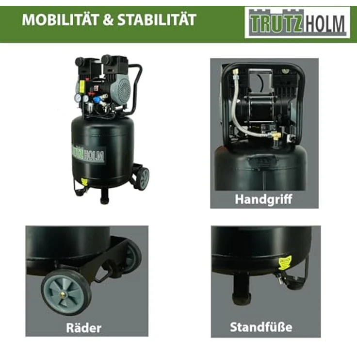 TrutzHolm Silent Flüsterkompressor 50L, 1500W, 62dB, 8 bar, vertikal, ölfrei, wartungsarm – Bild 7