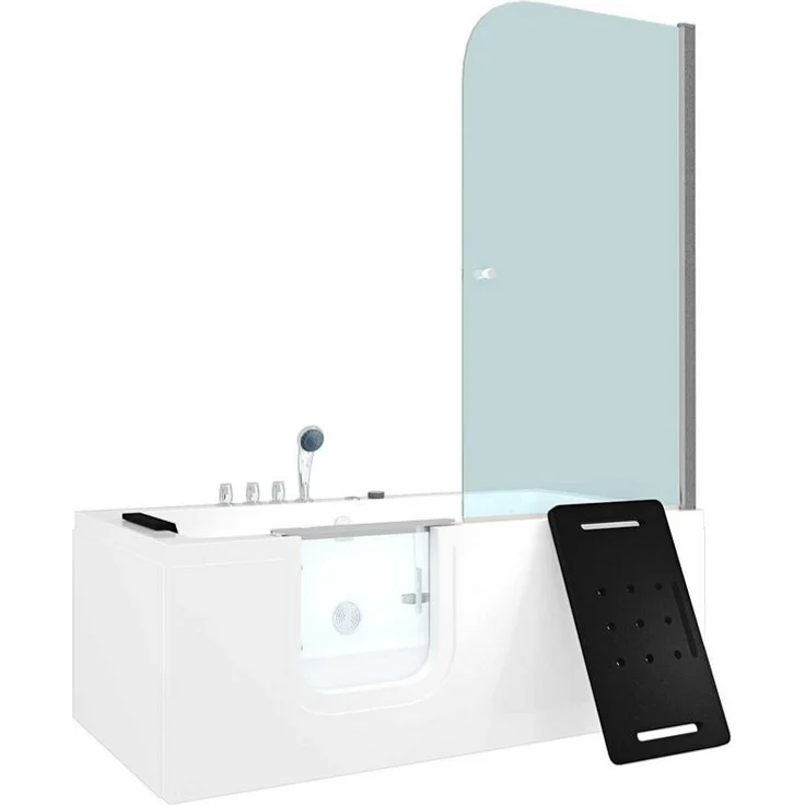 AcquaVapore S15D-WP-TH-L-ALL Komplettdusche mit Tür, 160x85 cm, Duschkabine mit Sicherheitsglas ESG, integrierten Massagedüsen und Whirlpool Jets