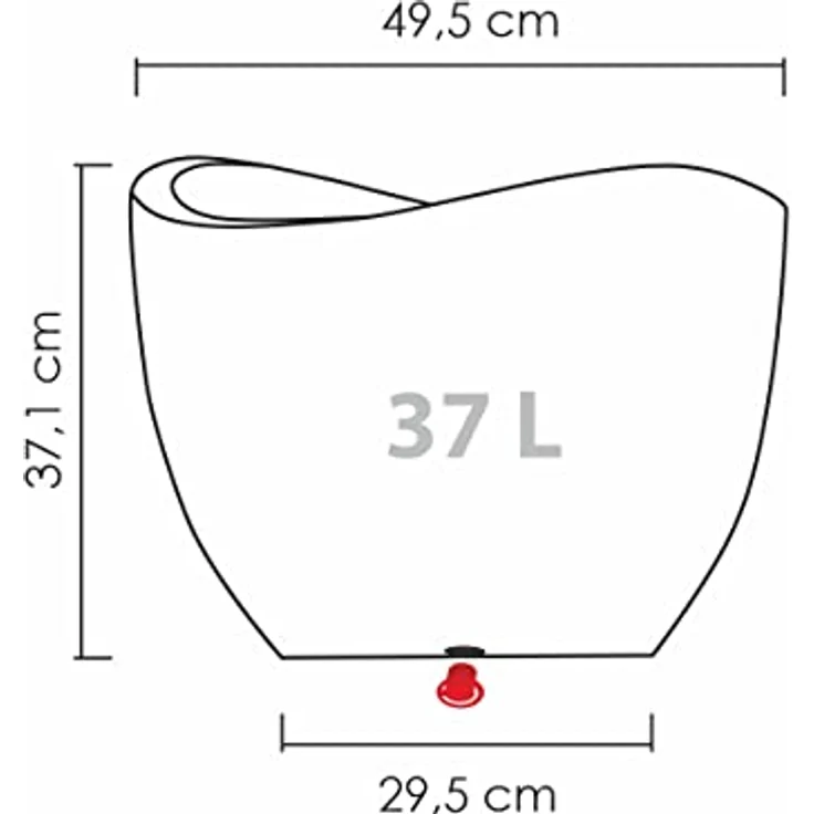 Scheurich Wave Globe, Pflanzgefäß aus Kunststoff, Schwarz-Granit, 50 cm Durchmesser, 37,1 cm hoch, 37 l Vol. – Bild 4