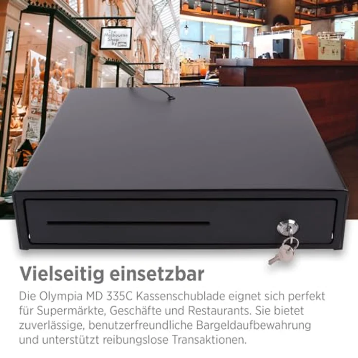 Olympia MD 335C Kassenschublade mit 4 Fächern für Banknoten und 8 für Münzen - RJ-12 12-24 Volt Anschluss - Solide Kassenschublade 36,8 x 33,5 x 9,4 cm, unversell – Bild 4