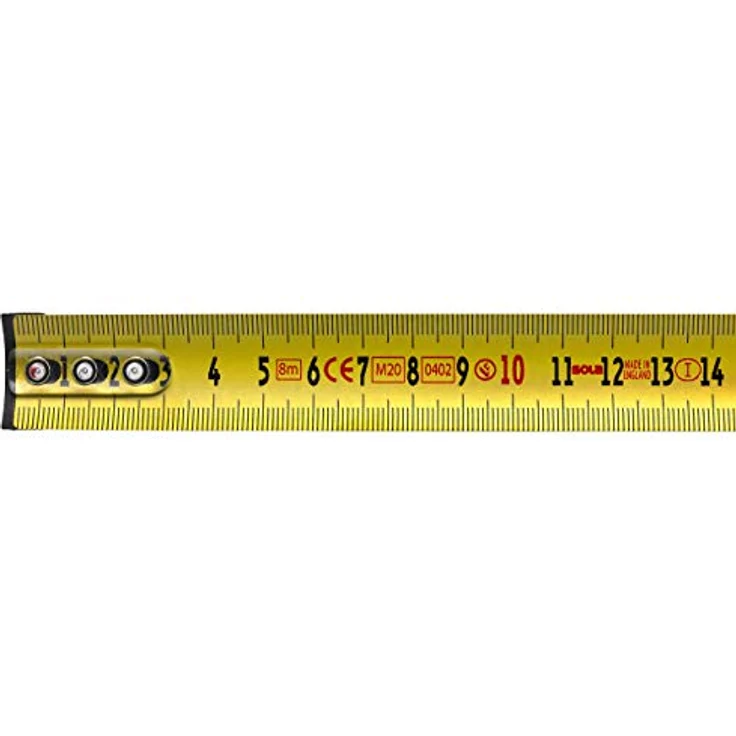 SOLA Bandmaß - BIG T - 8m - 25mm - extrem robustes Profi-Rollbandmaß mit Gürtelclip - Stahlband, gelb lackiert mit mm Skala - Genauigkeitsklasse I - Rollmeter mit rutschfestem Endhaken - Länge 8m-25mm – Bild 6