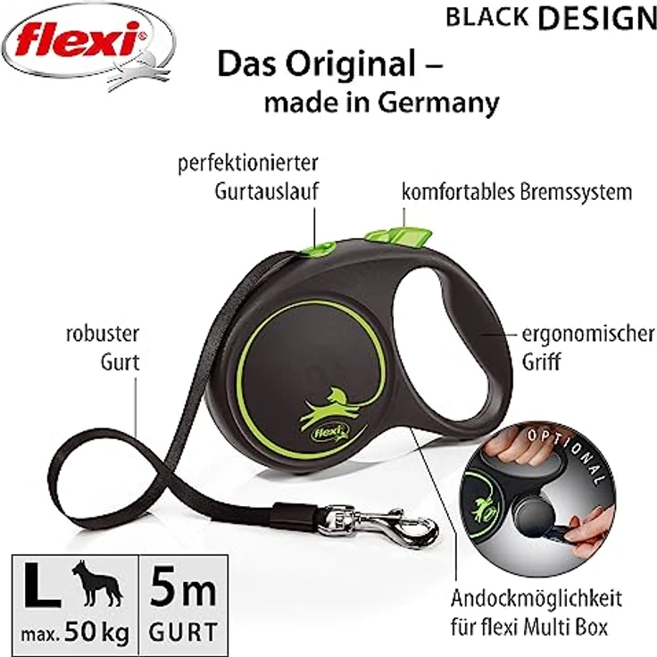 flexi Rollleine Design - Schwarz/Grün - L, Multi, small, 4000498034125 – Bild 2