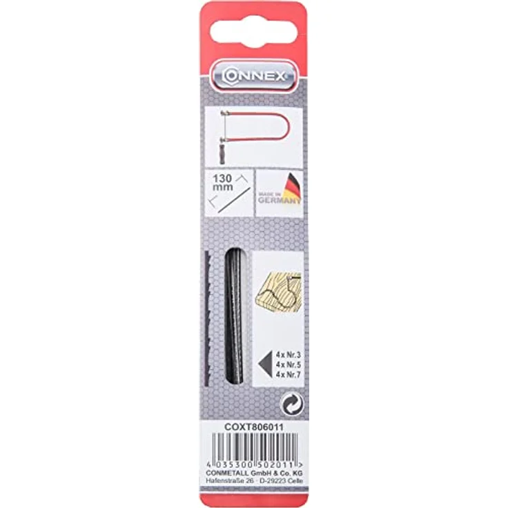 Connex Sägeblatt Taifun Alternative Dekupiersäge, 130 mm, 12-teilig, Grün, COXT806011, Assortiment 4 x Nr.3 5 + 4X Nr. 7 – Bild 2