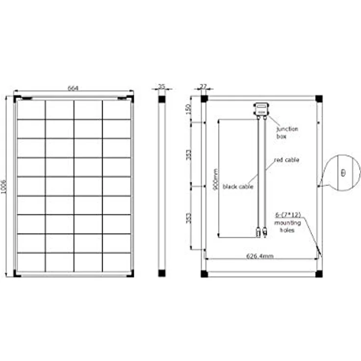 EnjoySolar Eco Line ES100P36, polykristallines Solarmodul 100W 12V mit 158,75 mm PERC-Zellen, TÜV-zertifiziert, inklusive 90cm Solarkabel mit MC4 Stecker, 0% MwSt. – Bild 4