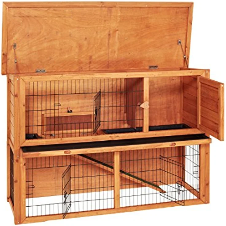 Dehner Nagerheim Hoppel mit Freilaufgehege, ca. 136 x 50 x 85 cm, Holz, natur – Bild 2