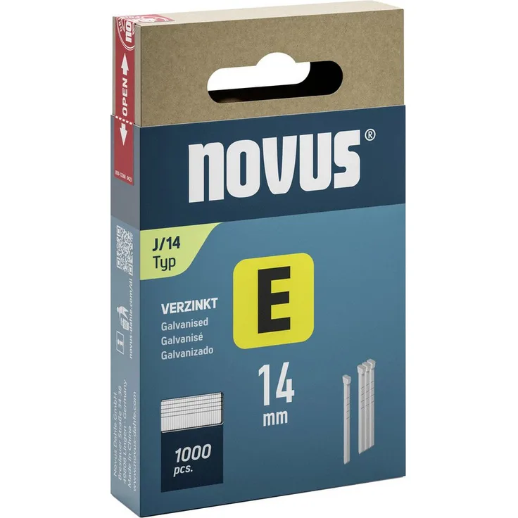 Novus Handtacker Novus Tools 044-0088 Tackernägel Typ J 14 mm 1, Kartonverpackung (Schiebe-Faltschachtel) - silber