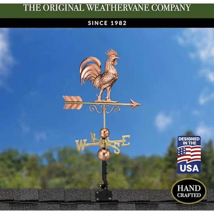 Good Directions Wetterfahne Bantam Red Hahn Reines Kupfer – Bild 3