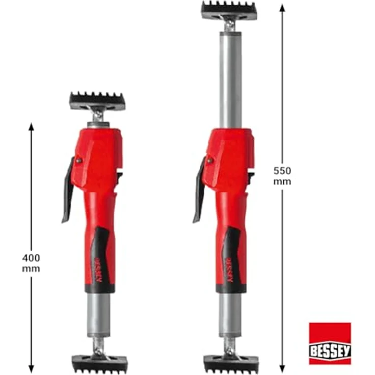 Bessey Spannzwinge STE55, Deckenstütze und Montagestütze mit Teleskopstange bis 350 kg, einhandbedienbar, stufenlos schwenkbar – Bild 5