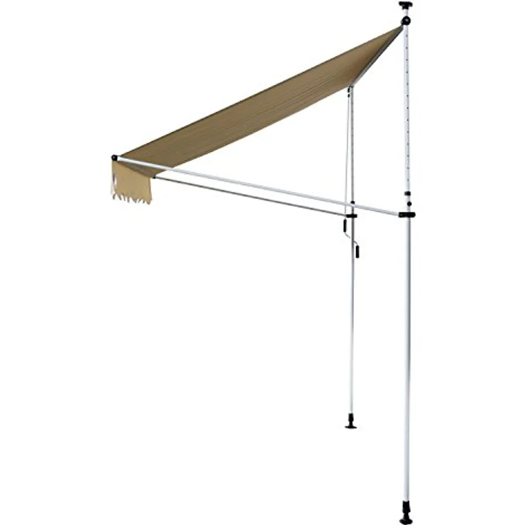 Outsunny Markise Gelenkarmmarkise Klemmmarkise Höhenverstellbar Sonnenschutz Faltarm Handkurbel Balkon Alu Beige 300 x 150cm – Bild 3