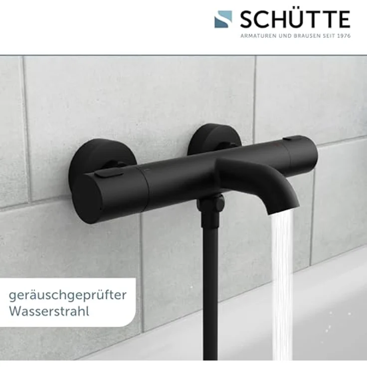 Schütte Thermostat Wannenfüllarmatur Los Angeles, Schwarz Matt, mit Eco-Stopp-Funktion und Sicherheitssperre bei 38°C – Bild 4