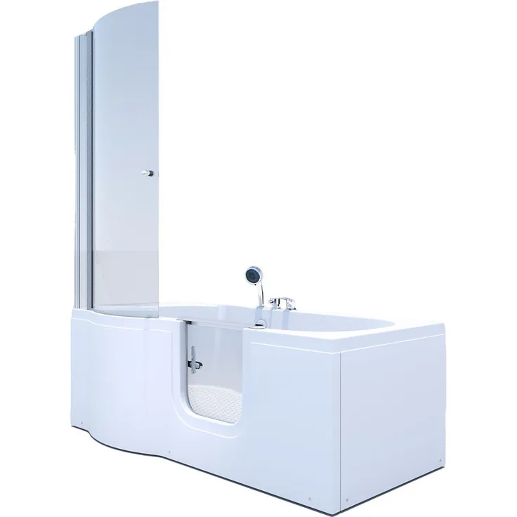 AcquaVapore Komplettdusche AcquaVapore Seniorendusche und SitzwanneTür S12D-EH-R-EC 85x170 cm, Sicherheitsglas ESG, Überlauf Abfluss, inkl. Duschwanne - Hochwertige Seniorendusche in Weiß