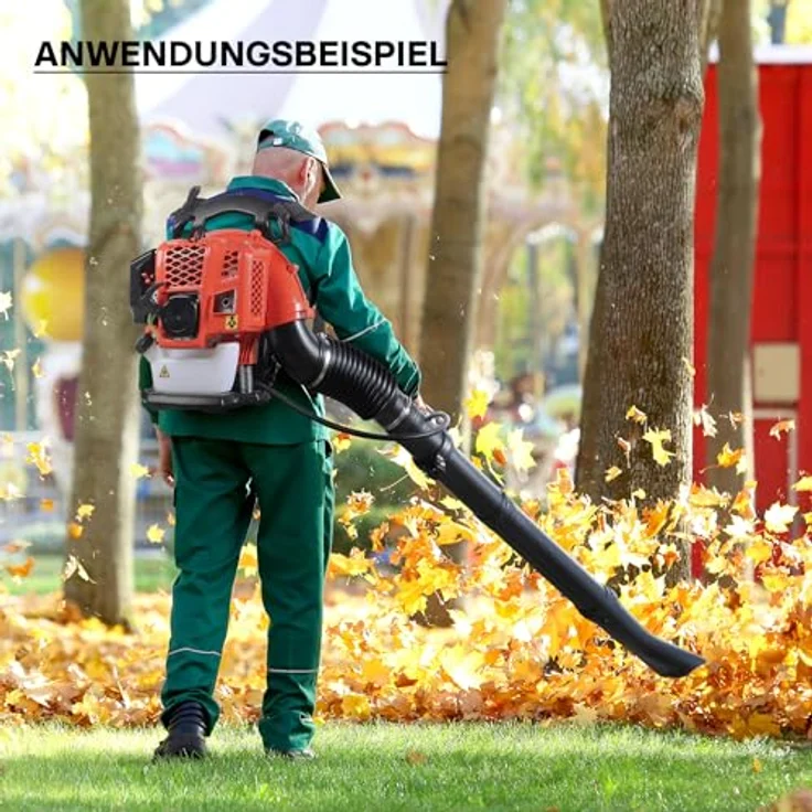 Wiltec Laubbläser 1,7 PS Rückenlaubbläser, Benzin Laubbläser einhändig bedienbar, inkl. Düsen – Bild 6