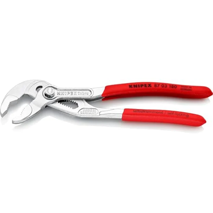 KNIPEX 87 03 180 Cobra Hightech-Wasserpumpenzange mit rutschhemmendem Kunststoff überzogen verchromt 180 mm – Bild 2