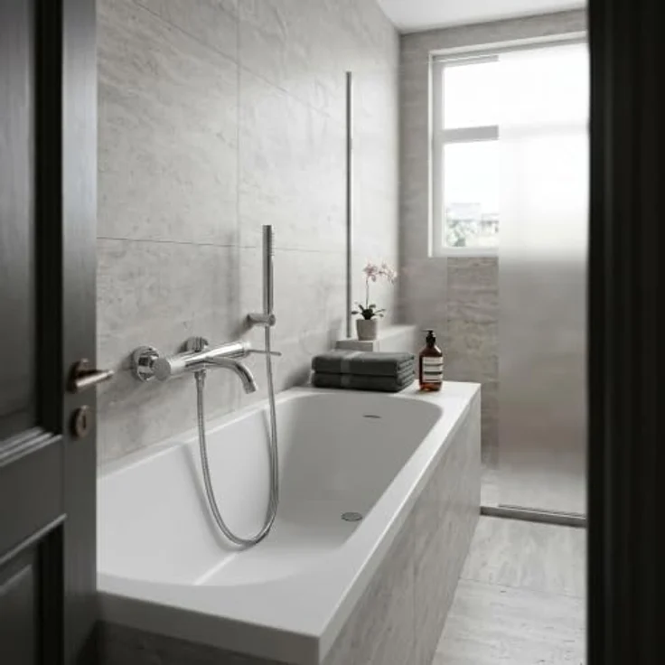 wohnwerk.idee Wannenarmatur Badewanne Armatur Wasserhahn Dusche inkl. Handbrause, Gold Matt, Chrom, Kupfer Matt - Moderne Duschinstallation mit Keramikkartusche und integriertem Perlator – Bild 6